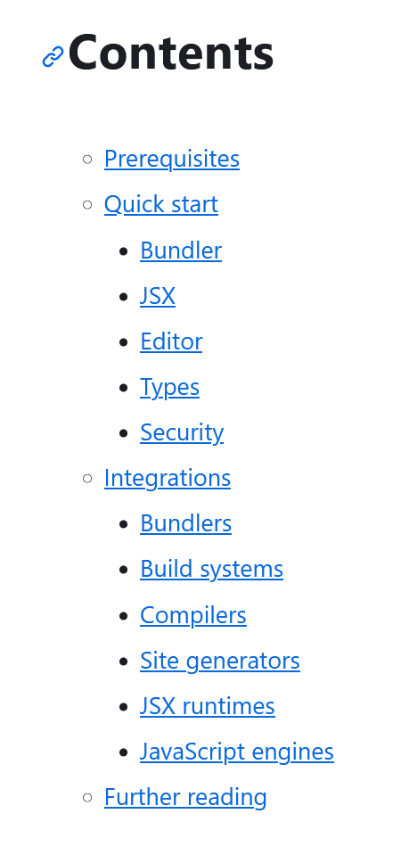 A screenshot of the navigation menu on mdxjs.com
